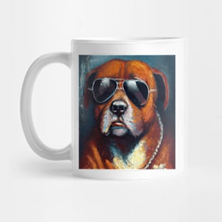 Dog Wearing Sunglasses Digital Oil Painting Mug